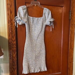 Floral Square-Neck Smocked Puff Sleeve Mini Dress